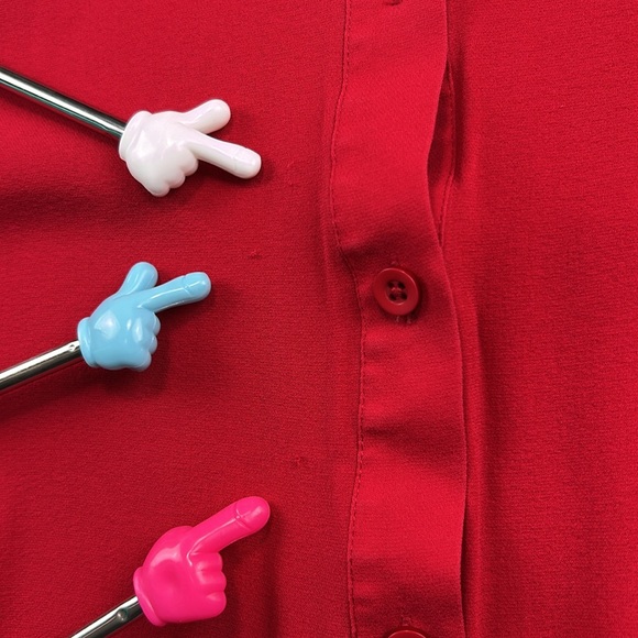 Alice & Olivia Red Button Down Top size M - Picture 13 of 13